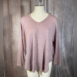 Vintage Savannah Light Pink Hooded V-Neck Long Sleeve Shirt-See Measurements